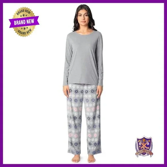 Soft Jersey Crewneck & Fleece Pant Sleep Set - Cozy Two-Piece Pajamas